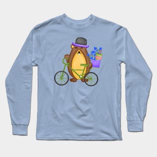 Cute groundhog with bicycle. Long Sleeve T-Shirt